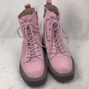 sam edelman womens combat boots lue sole lace-up pink lugged size 7